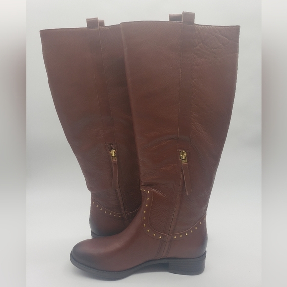 641- Sam Edelman Prina2 Red Wood Leather Women's Boots Size 6.5 Wide Calf NWT - Picture 5 of 13